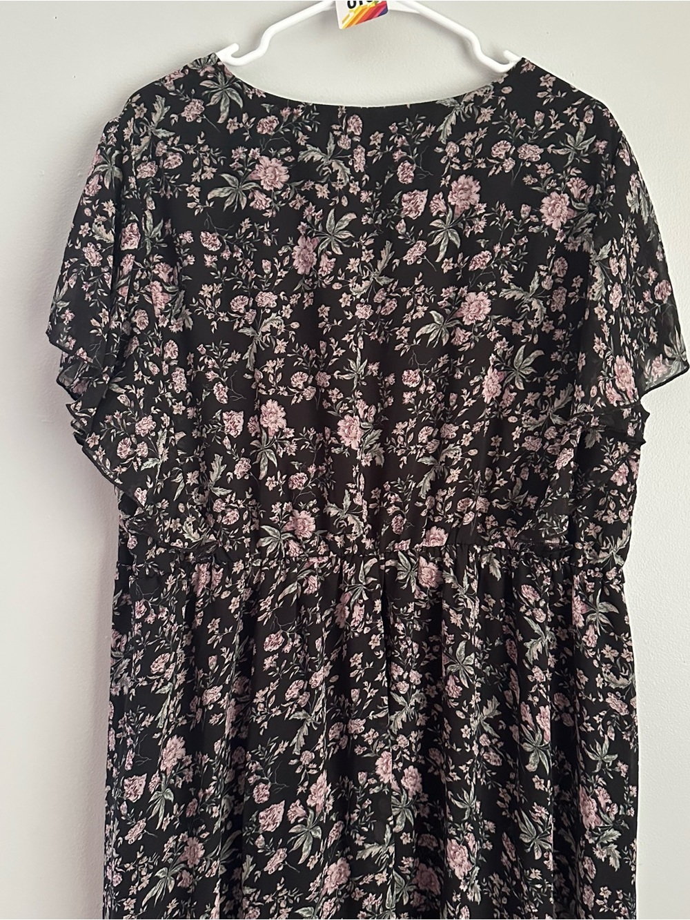 Bloomchic 18-20 women’s 2x floral black midi dress short flowy sleeves 2xl - Picture 3 of 9